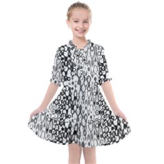 White And Black Modern Abstract Design Kids  All Frills Chiffon Dress by dflcprintsclothing