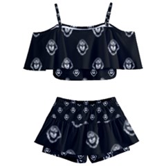 Funny Ghost Sketchy Drawing Pattern Kids  Off Shoulder Skirt Bikini by dflcprintsclothing