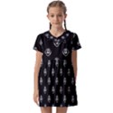 Funny Ghost Sketchy Drawing Pattern Kids  Asymmetric Collar Dress View1