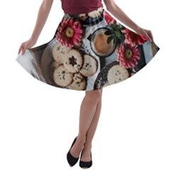 Cookies & Tea Tray  A-line Skater Skirt by Incredible