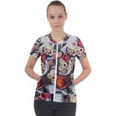 Cookies & Tea Tray  Short Sleeve Zip Up Jacket by Incredible