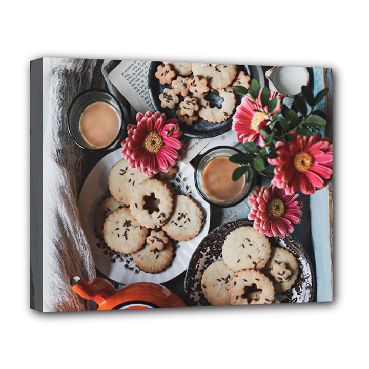 Cookies & tea tray  Deluxe Canvas 20  x 16  (Stretched)