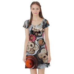 Cookies & Tea Tray  Short Sleeve Skater Dress