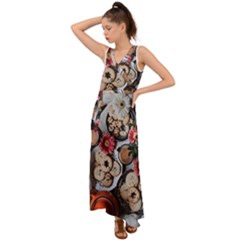 Cookies & Tea Tray  V-neck Chiffon Maxi Dress by Incredible