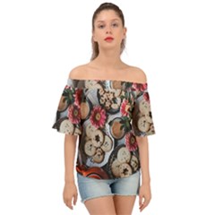 Cookies & Tea Tray  Off Shoulder Short Sleeve Top by Incredible