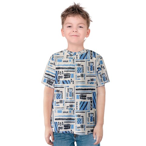 Ethnic Geometric Abstract Textured Art Kids  Cotton Tee by dflcprintsclothing