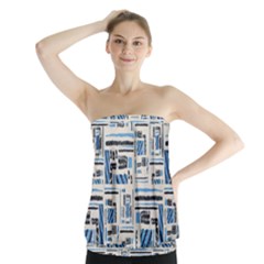 Ethnic Geometric Abstract Textured Art Strapless Top by dflcprintsclothing