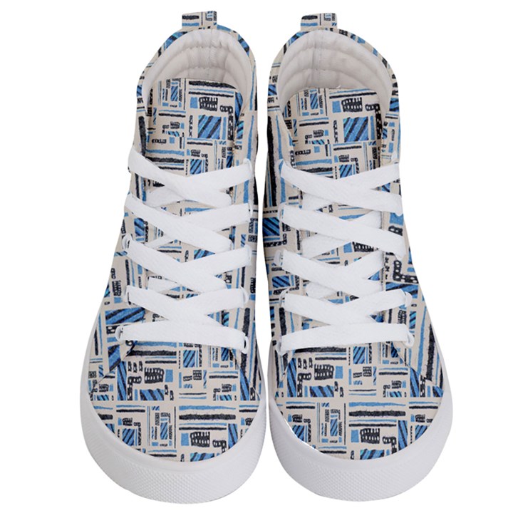 Ethnic Geometric Abstract Textured Art Kids  Hi-Top Skate Sneakers