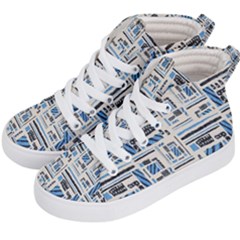 Ethnic Geometric Abstract Textured Art Kids  Hi-top Skate Sneakers by dflcprintsclothing