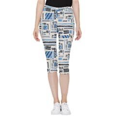 Ethnic Geometric Abstract Textured Art Inside Out Lightweight Velour Capri Leggings 