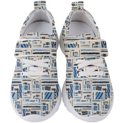 Ethnic Geometric Abstract Textured Art Kids  Velcro Strap Shoes by dflcprintsclothing