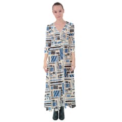 Ethnic Geometric Abstract Textured Art Button Up Maxi Dress by dflcprintsclothing