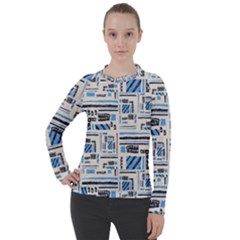 Ethnic Geometric Abstract Textured Art Women s Pique Long Sleeve Tee