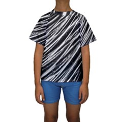 Galaxy Motion Black And White Print Kids  Short Sleeve Swimwear by dflcprintsclothing