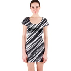 Galaxy Motion Black And White Print Short Sleeve Bodycon Dress by dflcprintsclothing