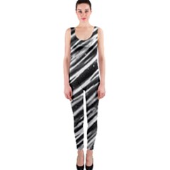 Galaxy Motion Black And White Print One Piece Catsuit by dflcprintsclothing