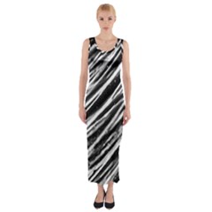 Galaxy Motion Black And White Print Fitted Maxi Dress by dflcprintsclothing