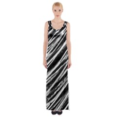 Galaxy Motion Black And White Print Thigh Split Maxi Dress by dflcprintsclothing