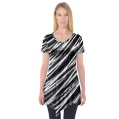 Galaxy Motion Black And White Print Short Sleeve Tunic  by dflcprintsclothing