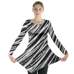 Galaxy Motion Black And White Print Long Sleeve Tunic  by dflcprintsclothing