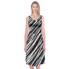 Galaxy Motion Black And White Print Midi Sleeveless Dress