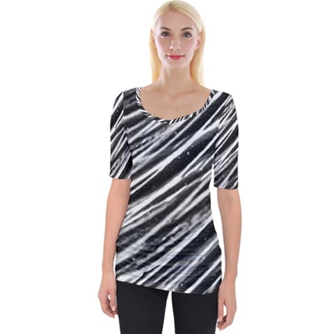 Galaxy Motion Black And White Print Wide Neckline Tee by dflcprintsclothing