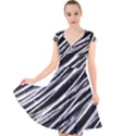 Galaxy Motion Black And White Print Cap Sleeve Front Wrap Midi Dress View1