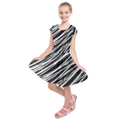 Galaxy Motion Black And White Print Kids  Short Sleeve Dress by dflcprintsclothing