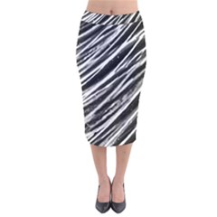 Galaxy Motion Black And White Print Velvet Midi Pencil Skirt by dflcprintsclothing