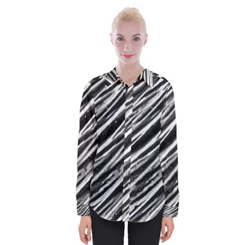 Galaxy Motion Black And White Print Womens Long Sleeve Shirt by dflcprintsclothing