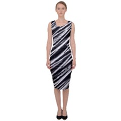 Galaxy Motion Black And White Print Sleeveless Pencil Dress by dflcprintsclothing