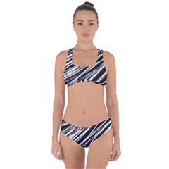 Galaxy Motion Black And White Print Criss Cross Bikini Set by dflcprintsclothing