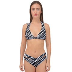 Galaxy Motion Black And White Print Double Strap Halter Bikini Set by dflcprintsclothing