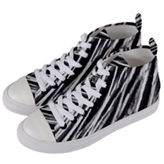 Galaxy Motion Black And White Print Women s Mid-top Canvas Sneakers by dflcprintsclothing