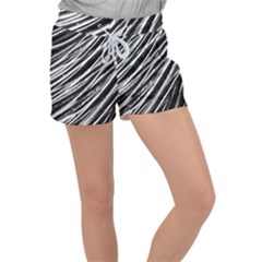 Galaxy Motion Black And White Print Velour Lounge Shorts by dflcprintsclothing