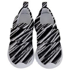 Galaxy Motion Black And White Print Kids  Velcro No Lace Shoes by dflcprintsclothing