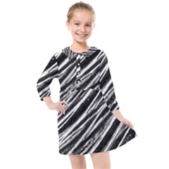 Galaxy Motion Black And White Print Kids  Quarter Sleeve Shirt Dress by dflcprintsclothing