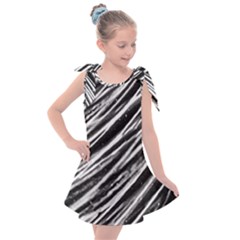 Galaxy Motion Black And White Print Kids  Tie Up Tunic Dress by dflcprintsclothing