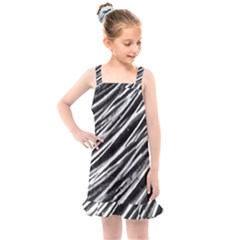 Galaxy Motion Black And White Print Kids  Overall Dress