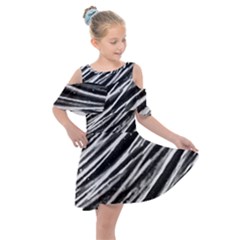 Galaxy Motion Black And White Print Kids  Shoulder Cutout Chiffon Dress by dflcprintsclothing