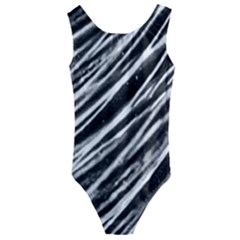 Galaxy Motion Black And White Print Kids  Cut-out Back One Piece Swimsuit by dflcprintsclothing