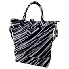 Galaxy Motion Black And White Print Buckle Top Tote Bag by dflcprintsclothing