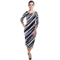 Galaxy Motion Black And White Print Quarter Sleeve Midi Velour Bodycon Dress View1