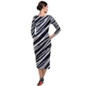 Galaxy Motion Black And White Print Quarter Sleeve Midi Velour Bodycon Dress View2