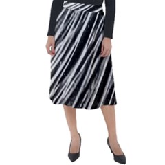 Galaxy Motion Black And White Print Classic Velour Midi Skirt  by dflcprintsclothing