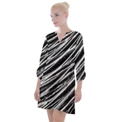 Galaxy Motion Black And White Print Open Neck Shift Dress