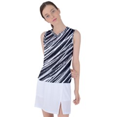 Galaxy Motion Black And White Print Women s Sleeveless Sports Top by dflcprintsclothing