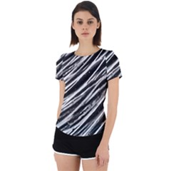 Galaxy Motion Black And White Print Back Cut Out Sport Tee