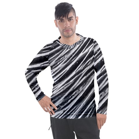 Galaxy Motion Black And White Print Men s Pique Long Sleeve Tee by dflcprintsclothing