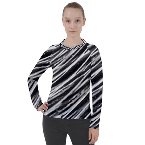 Galaxy Motion Black And White Print Women s Pique Long Sleeve Tee by dflcprintsclothing